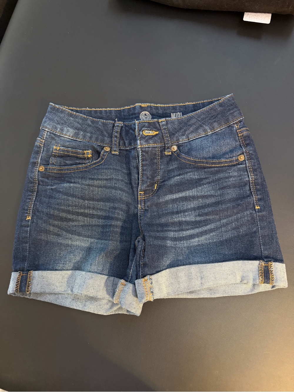 Dark Blue Denim Roll-Cuff Women’s Shorts